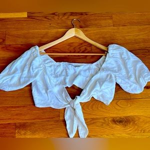 Abercrombie Cropped Linen Tie Top